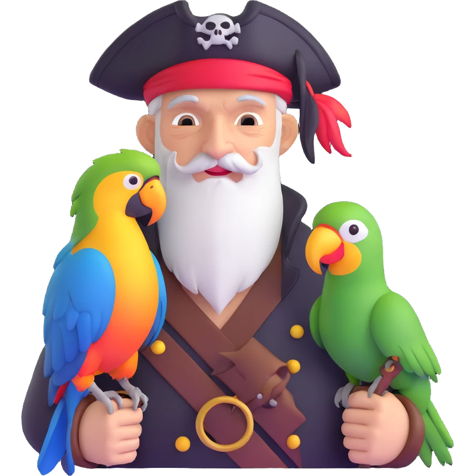 old pirate with a parrot on his shoulder emoji