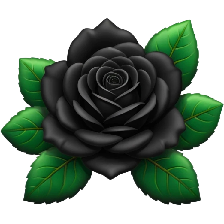Rosa negra con hojas verdes emoji