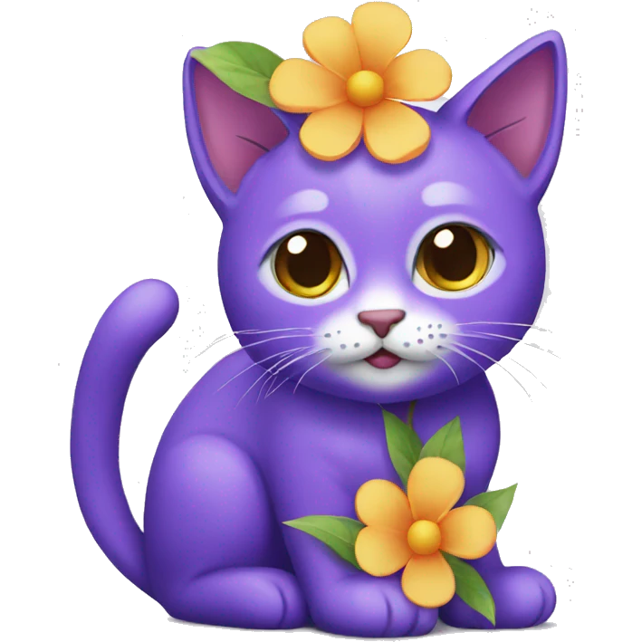 purple cat with a flower emoji