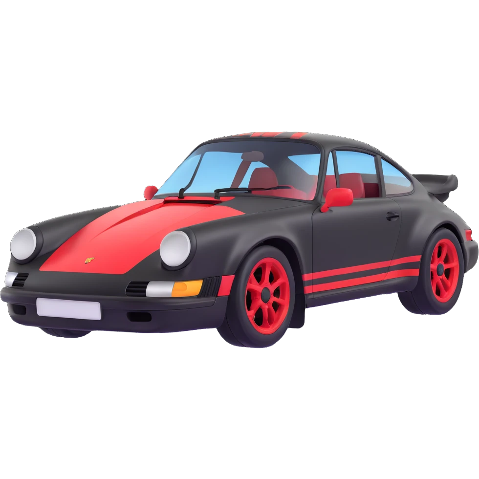 Black Porsche 911 with red details emoji