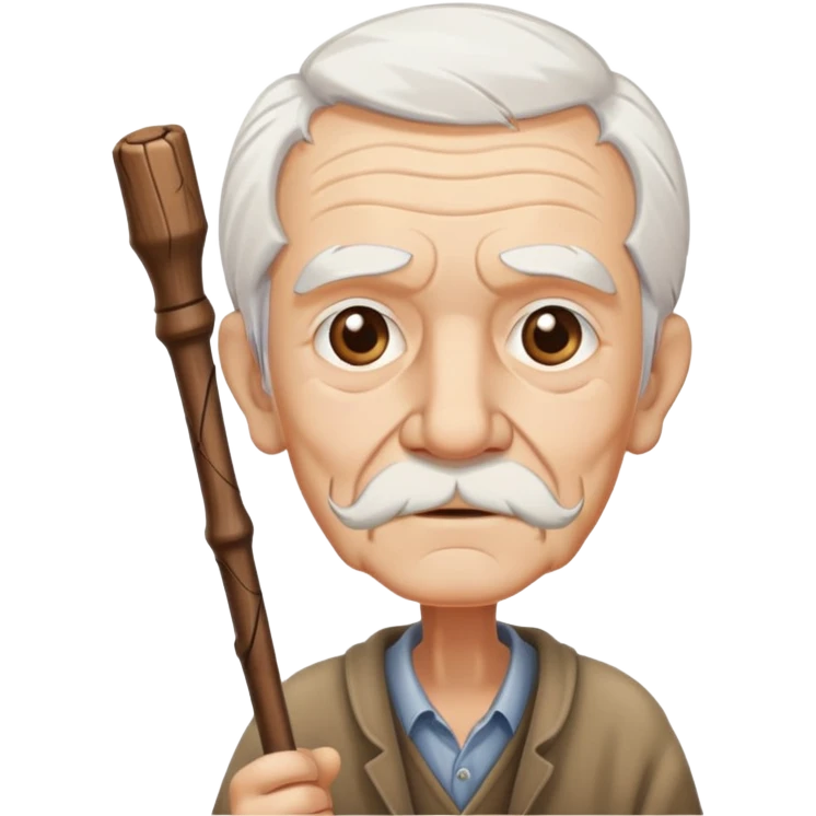 Old man with walking stick emoji
