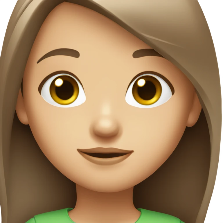 Girl with brown long straight hair and green eyes  emoji