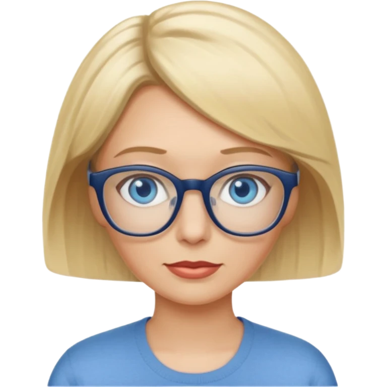 white woman about 50 blonde bobbed hair blue eyes glasses emoji