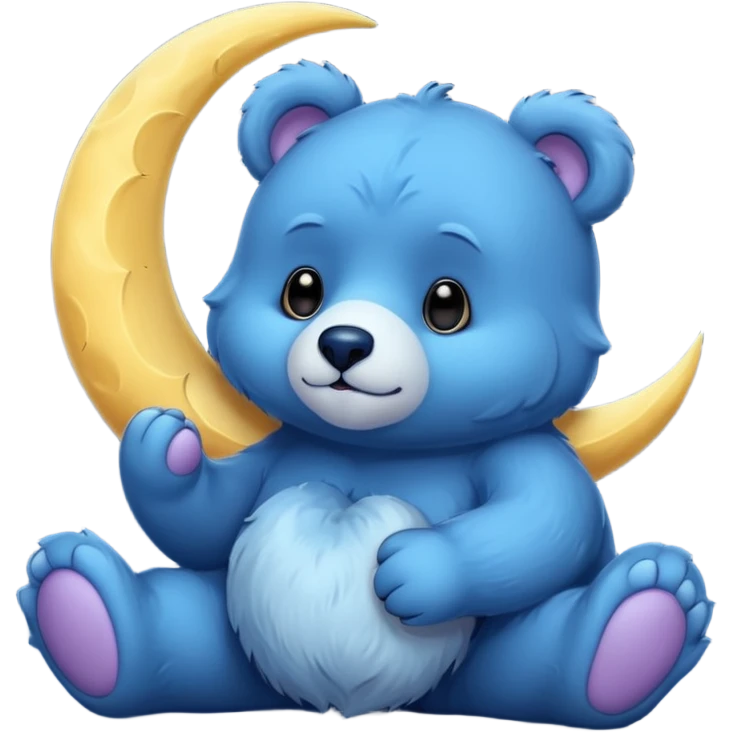 Blue bear holding a moon 🌙🐻 emoji