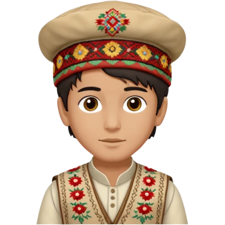 Creat a afghan boy with afghan pacol hat with white Tagore emoji