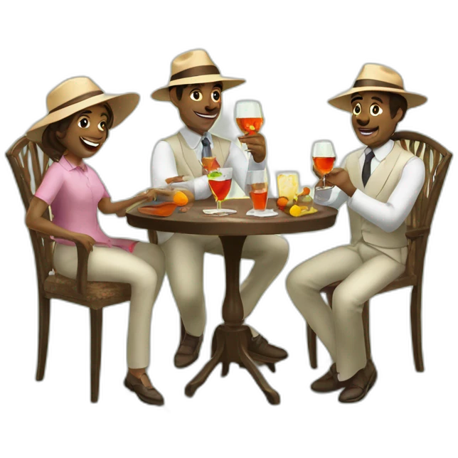 the cricket family having an aperitif emoji