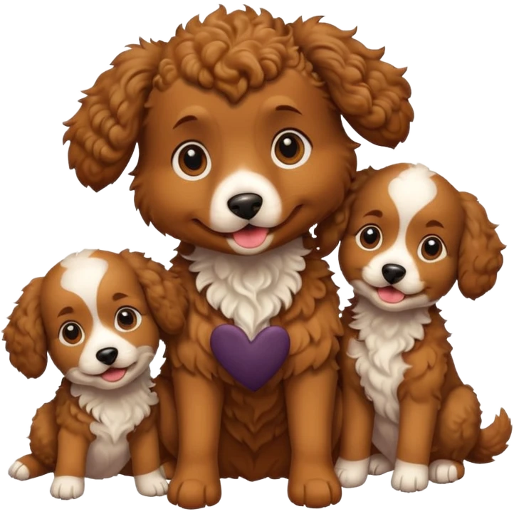 curly dog with its puppies emoji