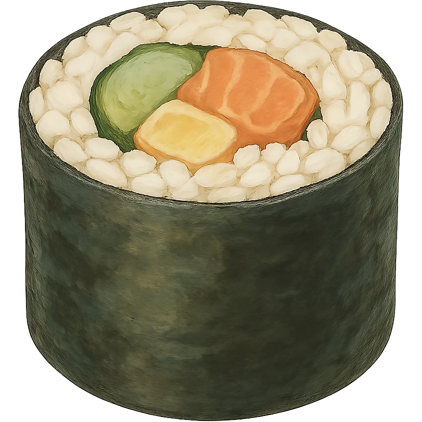 sushi roll, ghibli style emoji