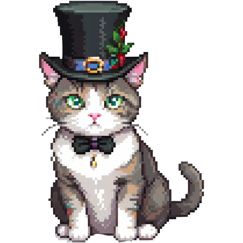 cat wearing a black top hat emoji