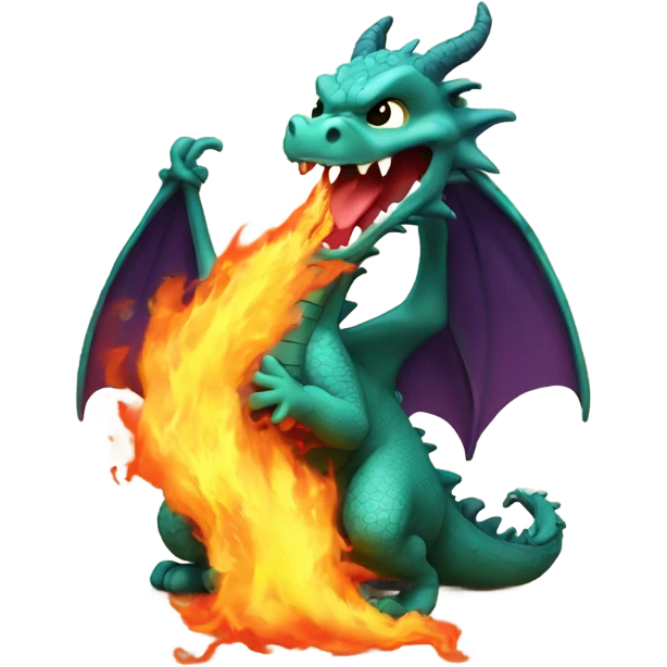 dragon with fire. cartoonish like  emoji