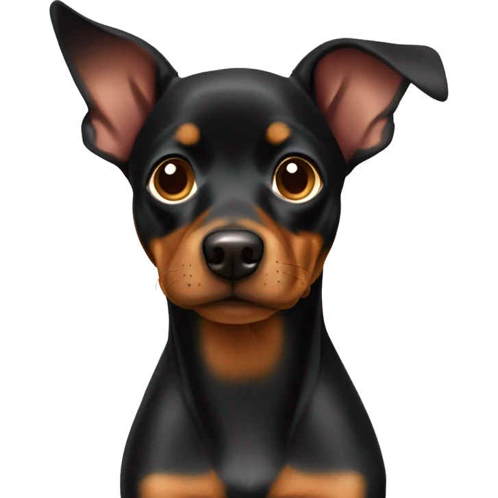 black brindle tan pinscher big ears emoji