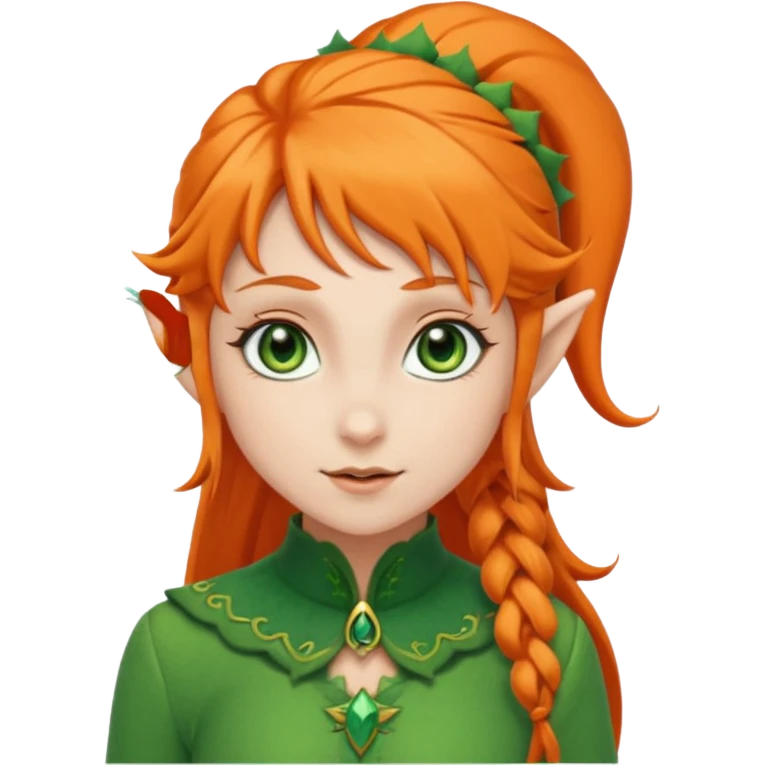 Orange Haired Elf, Elf girl with orange ponytail hair emoji