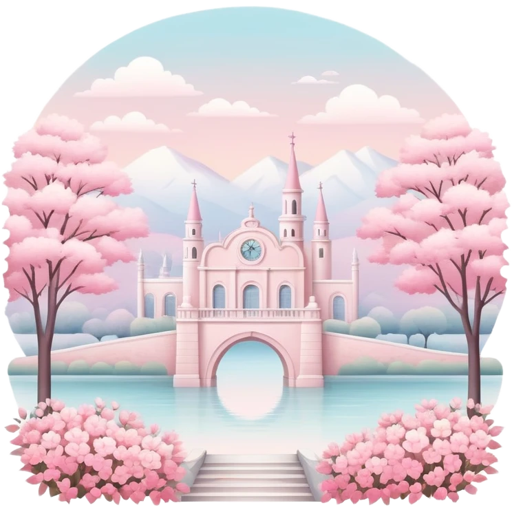 White and pink romantic vintage aesthetics scenery  emoji