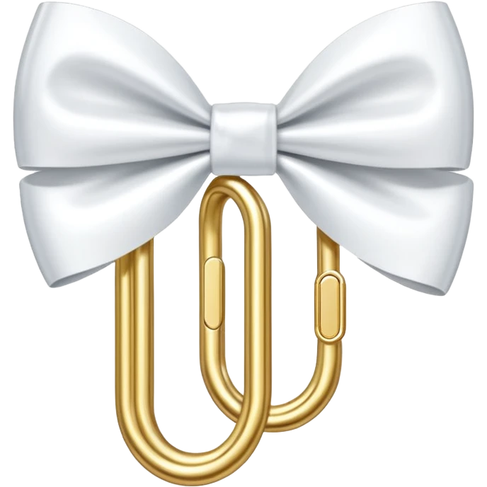 one gold paper clip with a white bow in the middle emoji
