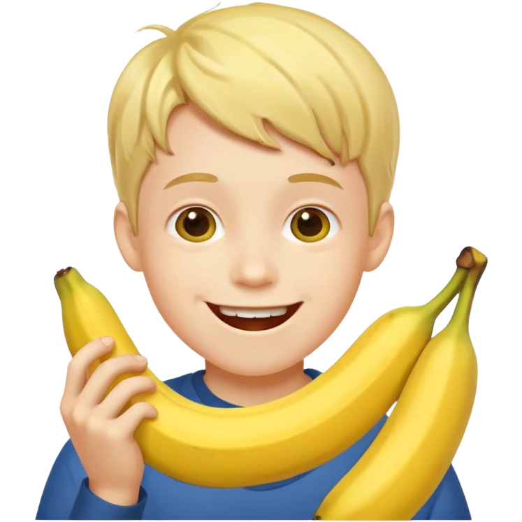 мальчик ест банан и ему нравится emoji