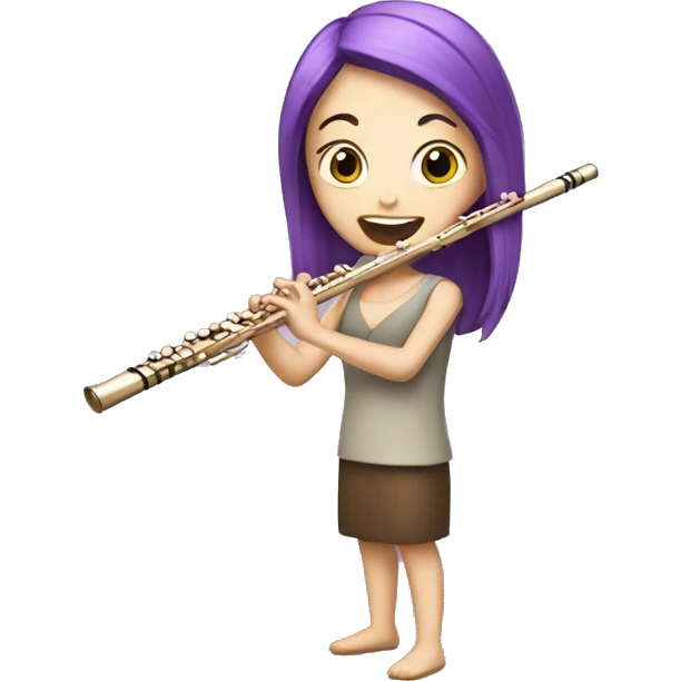White girl with purple hair playing flute emoji