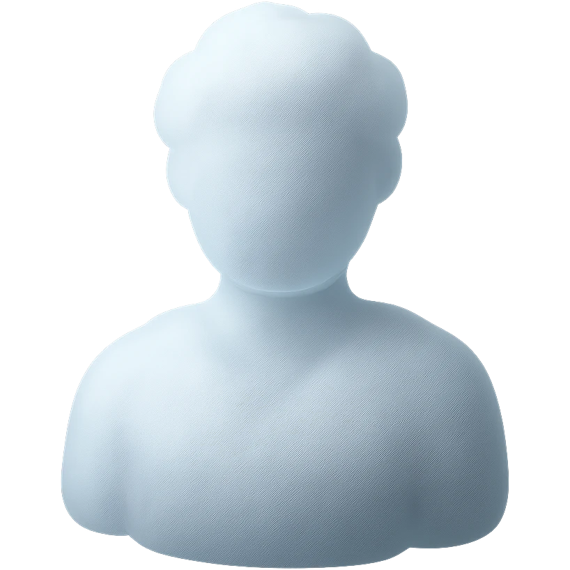 shoulder up, person made of white fluffy clouds, front view, matte glass style emoji