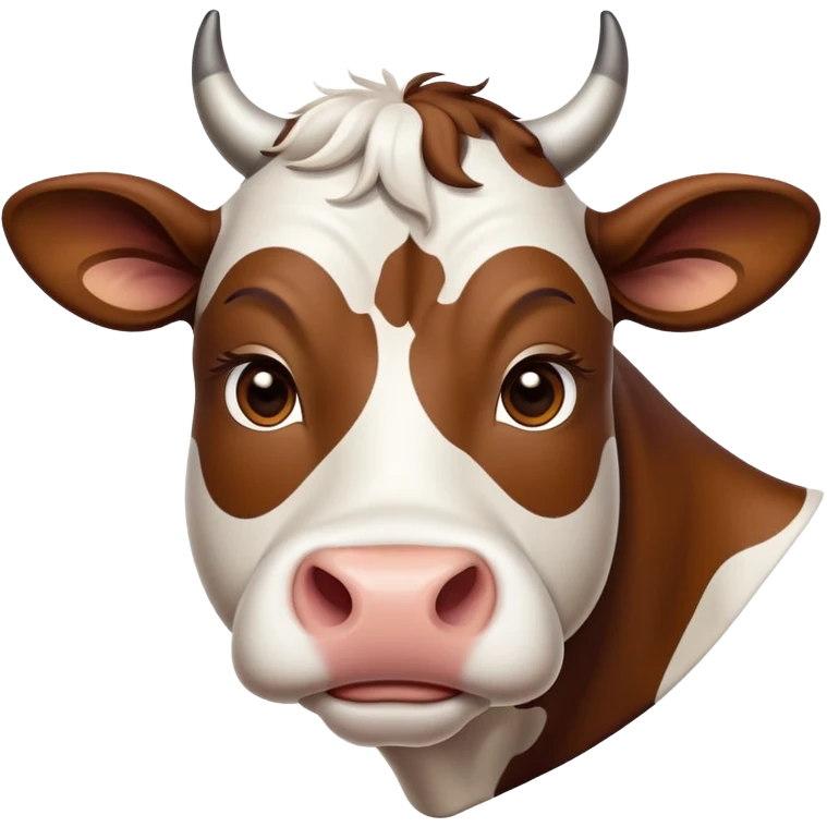 cinematic-noble-brown-and-white-cow-portrait-emoji,-poised-and-regal,-with-a-large,-sturdy-build-and-a-beautifully-patterned-hide-of-rich-brown-accented-by-crisp-white-patches,-deep-set-soulful-brown-eyes,-simplified-yet-sharp-and-sophisticated emoji