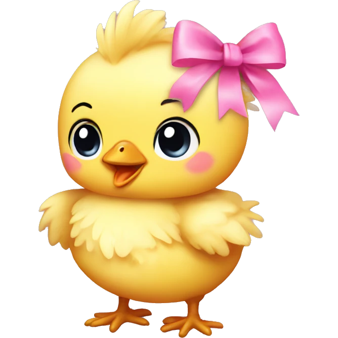 Baby chicken with pink bow emoji