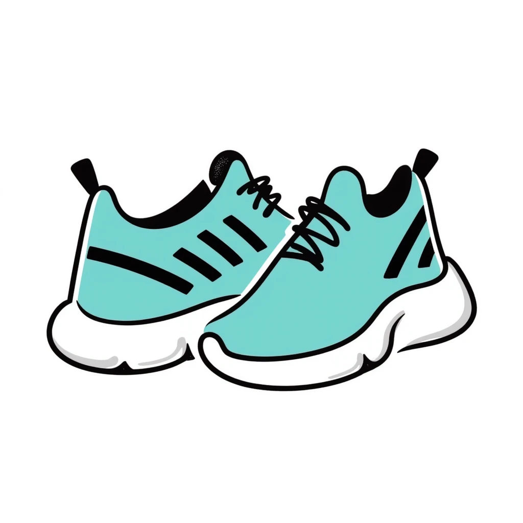 turquoise running shoes, athletic footwear, blue-green sneakers emoji