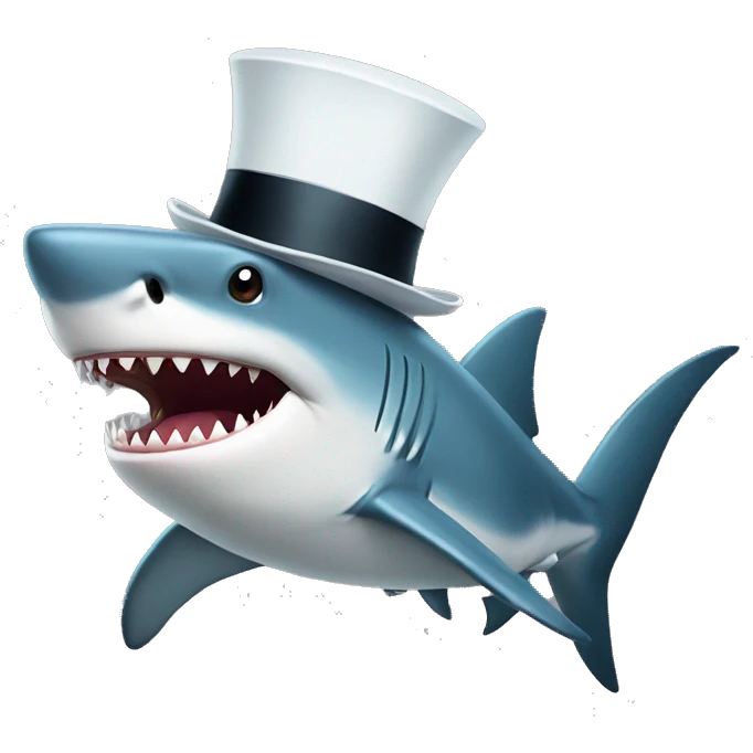 Shark with a top hat emoji