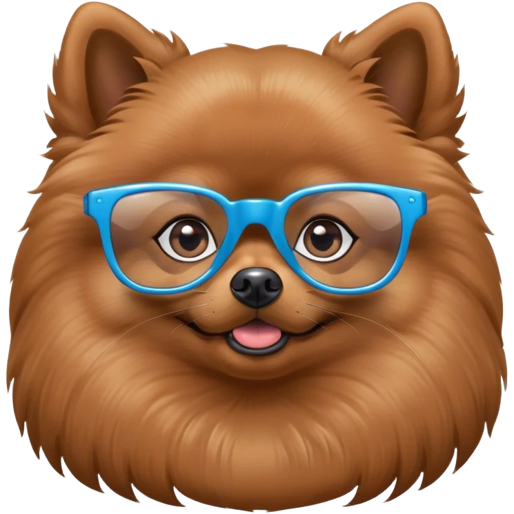  brown Pomeranian Spitz with blue glasses emoji