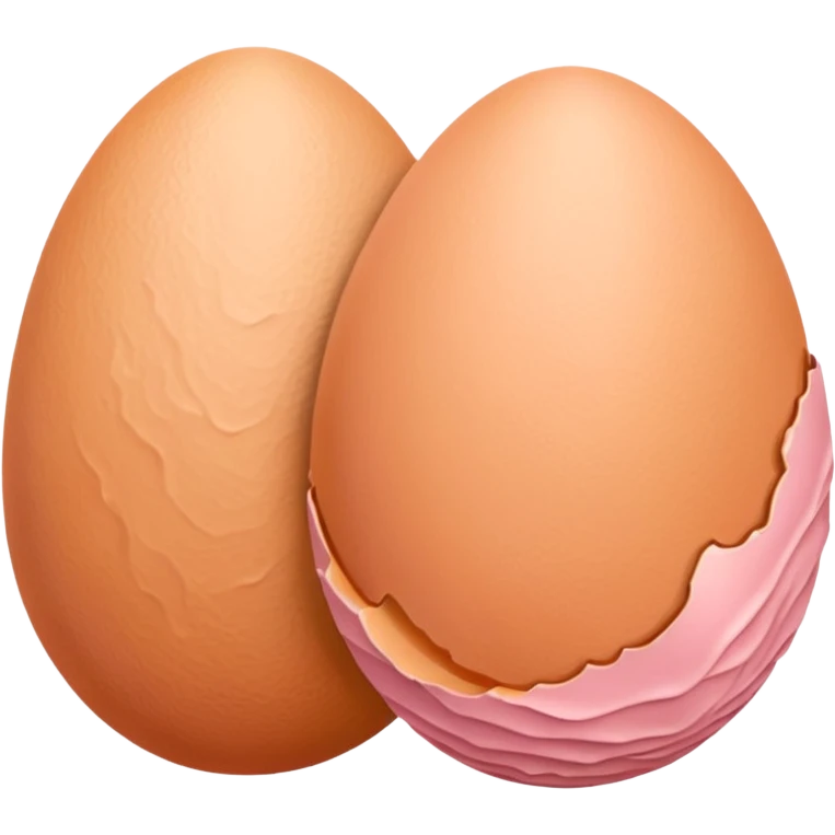 two skin tone peachy beige-pink egg shaped balls/spheres, both same size and same color, add a bumpy, loose, wrinkly skin texture with folds to both.  emoji