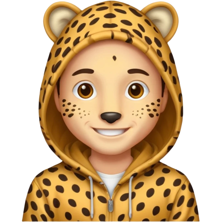 man fair in cheetah costume hoodie emoji