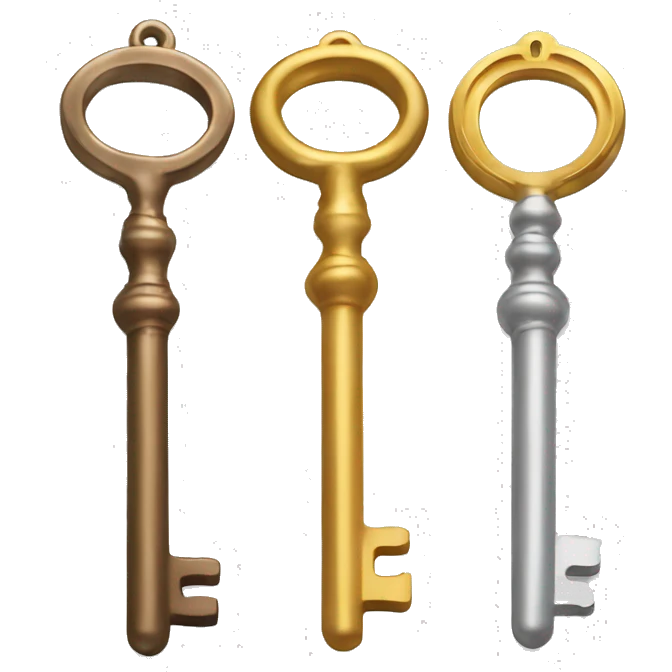 4 same keys but built of different materials: Bronze, silver, gold, dimond emoji