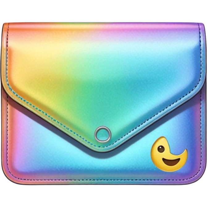 wallet, holographic pattern, colorful, emoji style emoji