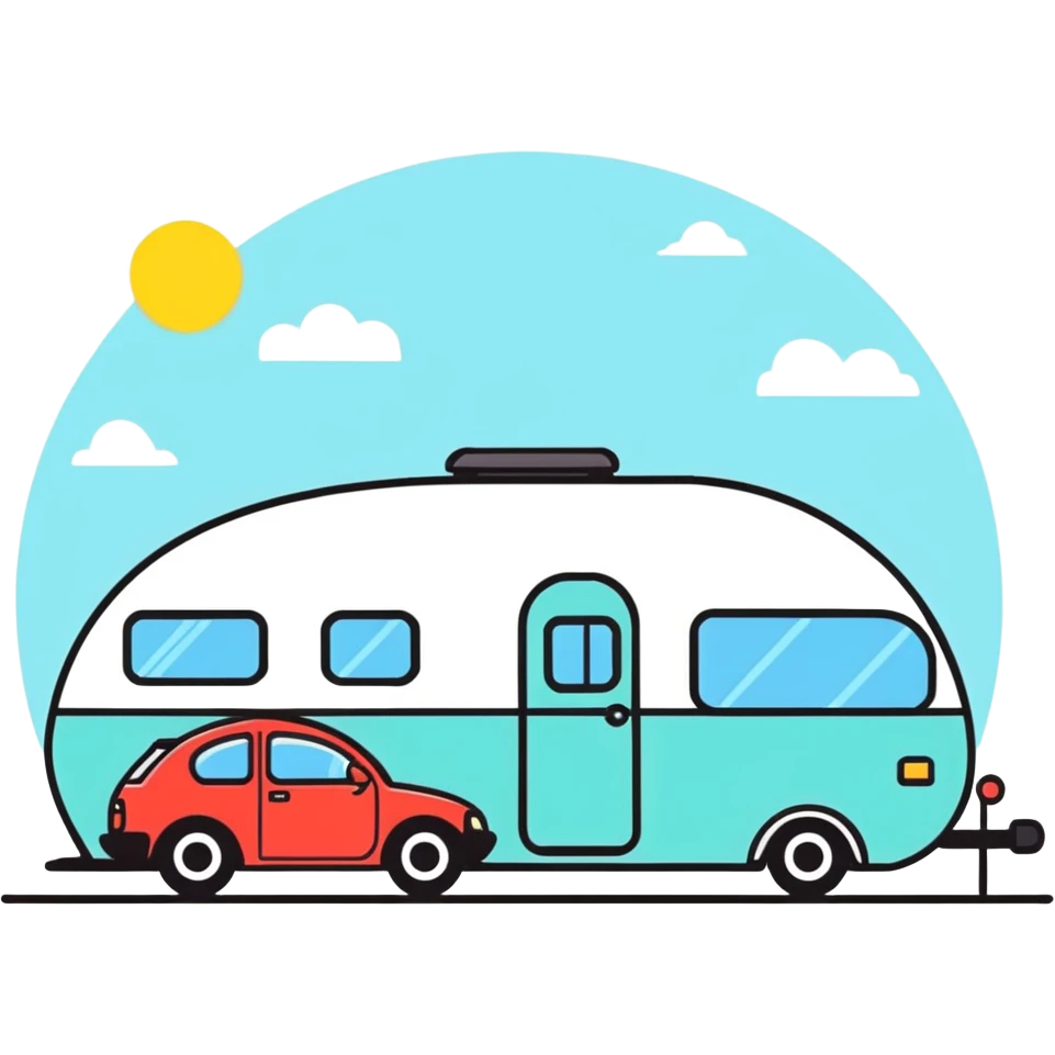 Schwarzes Auto mit Wohnwagen emoji