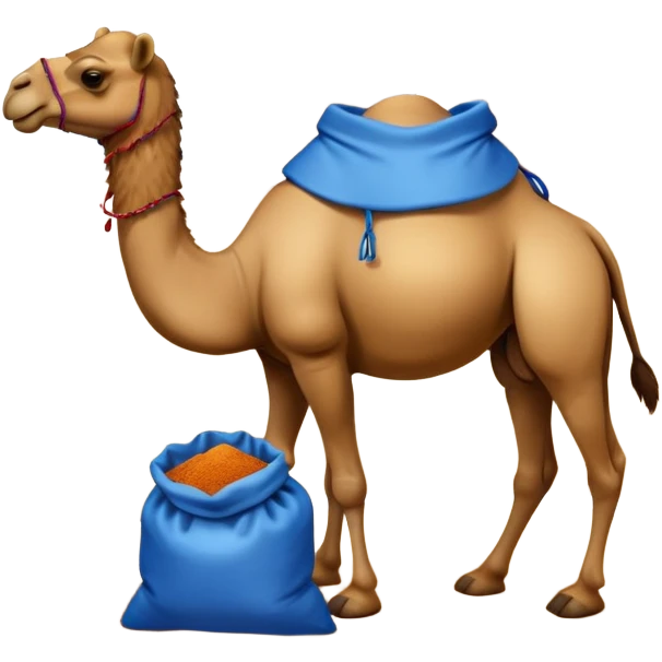 camel with a blue sack with spices on his back emoji
