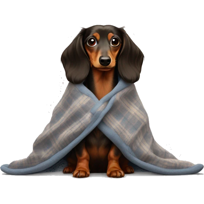 Long haired Dachshund in a blanket  emoji
