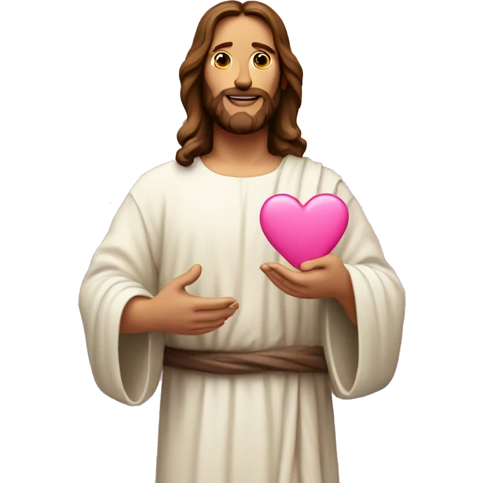 Jesus with pink heart in his hands emoji