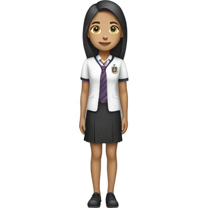 A full body emoji of a Malay young girl with collegiate uniform emoji