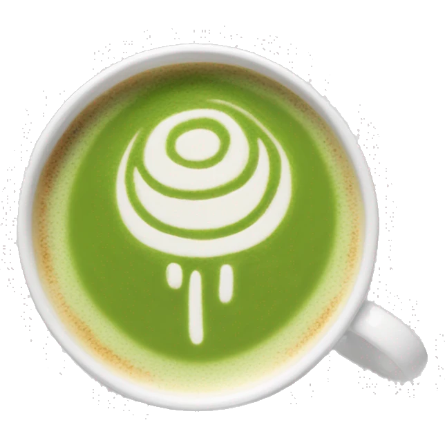 aesthetic matcha latte with traditional latte art in white mug emoji