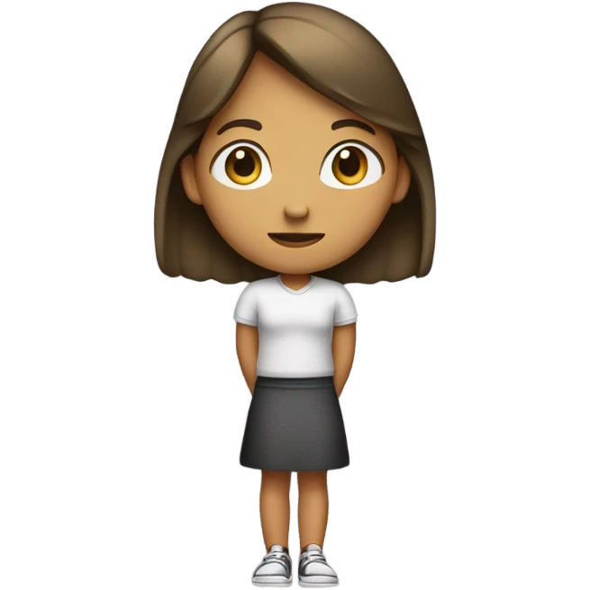 Girl awkwardly standing with hands behind her back emoji