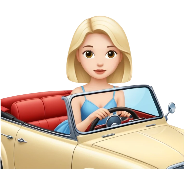 beautiful girl, sitting  in cabriolet  emoji