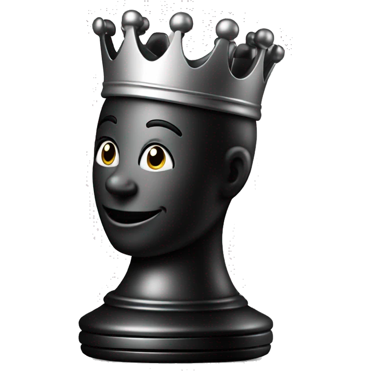 chess piece Queen black with smiley face emoji