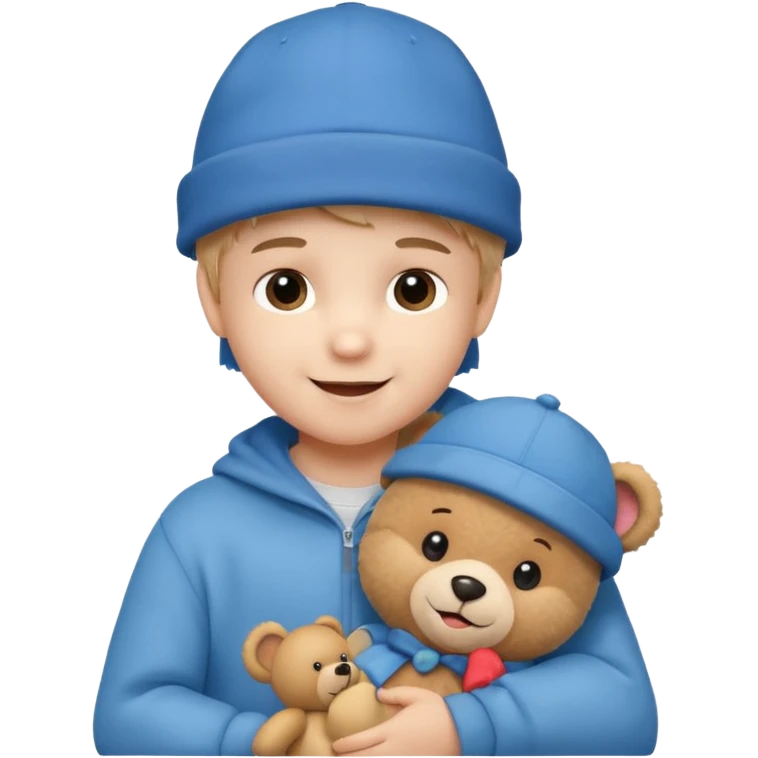 kid wearing hat with teddy bear  emoji
