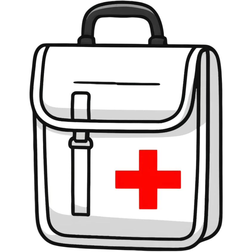 First aid kit with a red cross emoji