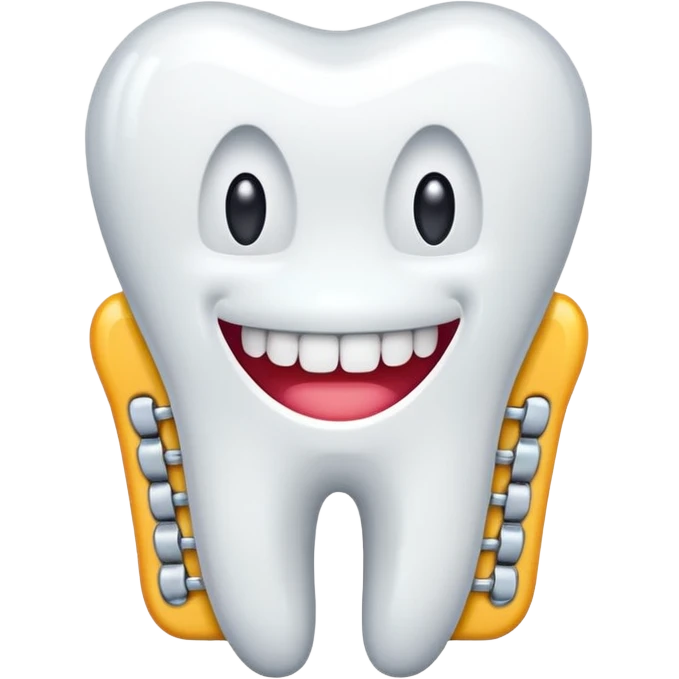 single tooth with braces, simple, colorful emoji