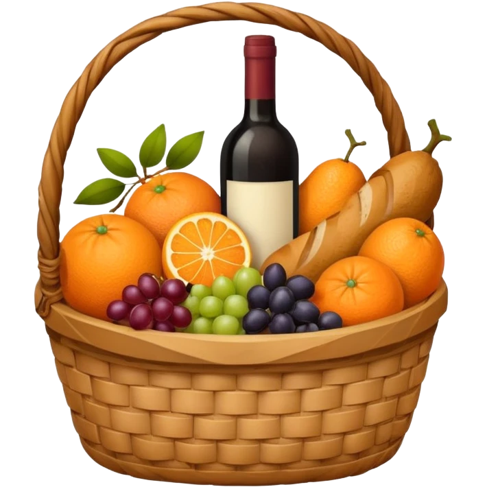Orange basket with both food, drink and fruits emoji
