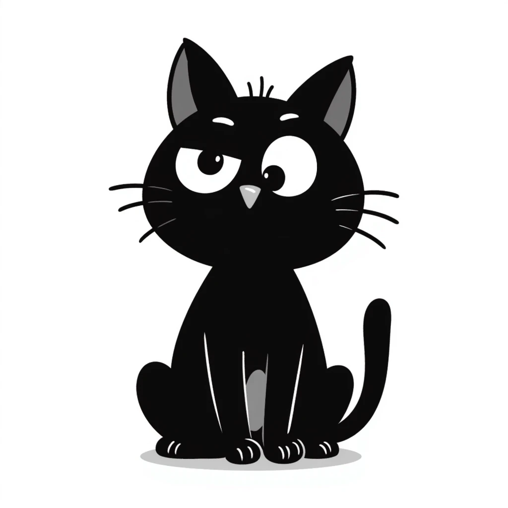 a suspicious looking cat, hand drawn doodle style emoji