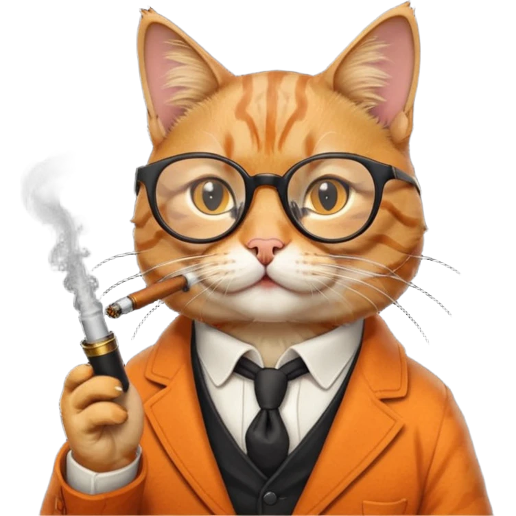 Cat with glasses and smoking emoji