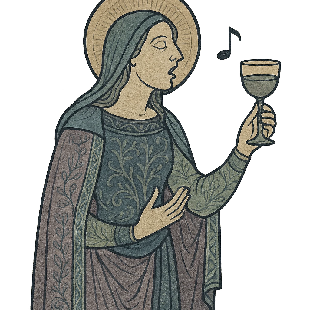 woman singing with wine glass in her hand emoji