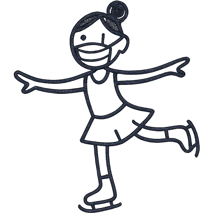 a figure skater girl wearing a face mask emoji