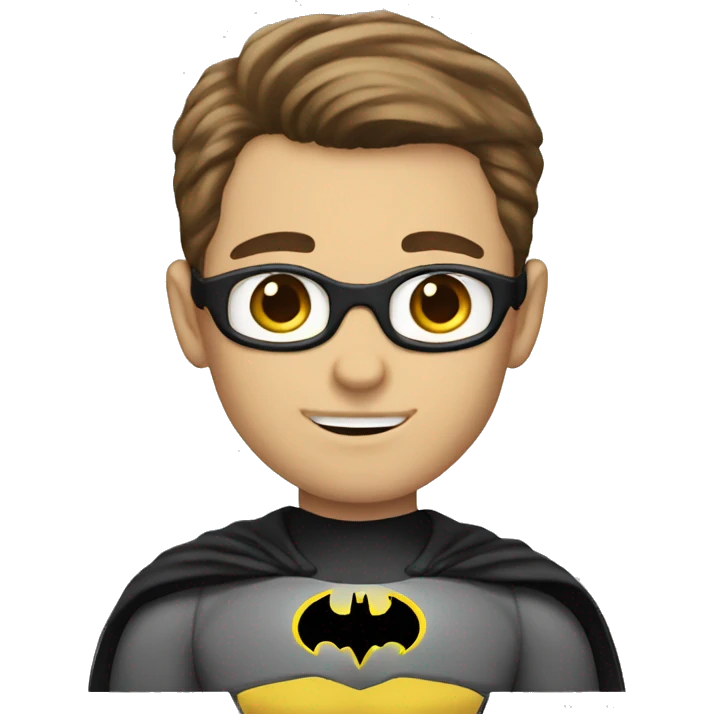batman geek with brown hair and light skin emoji