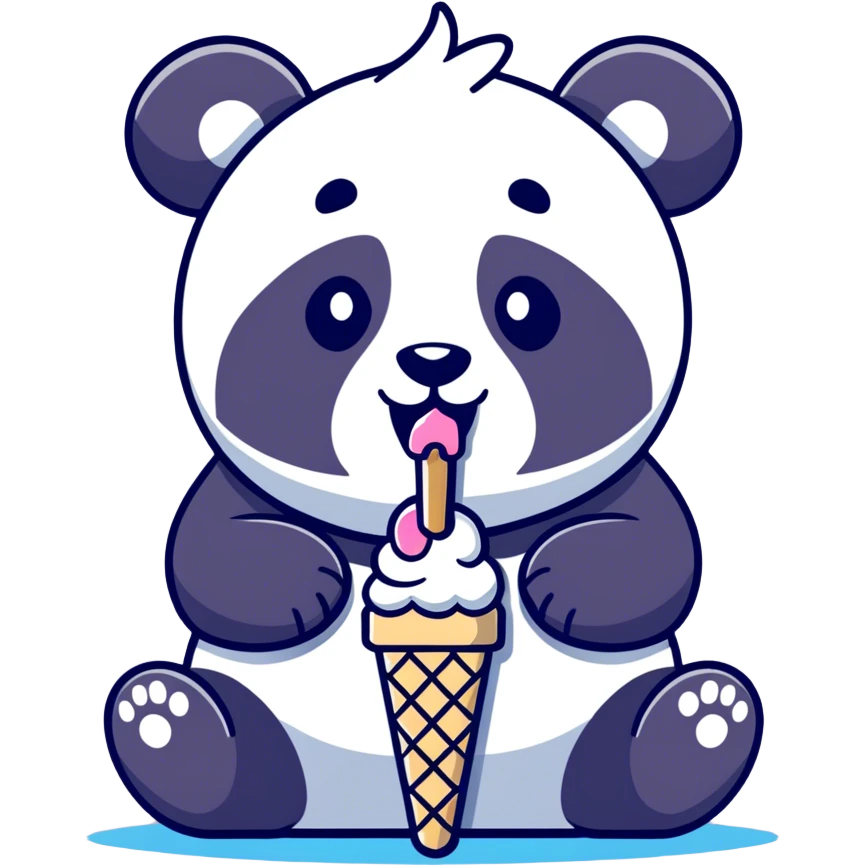 Panda eating ice cream emoji