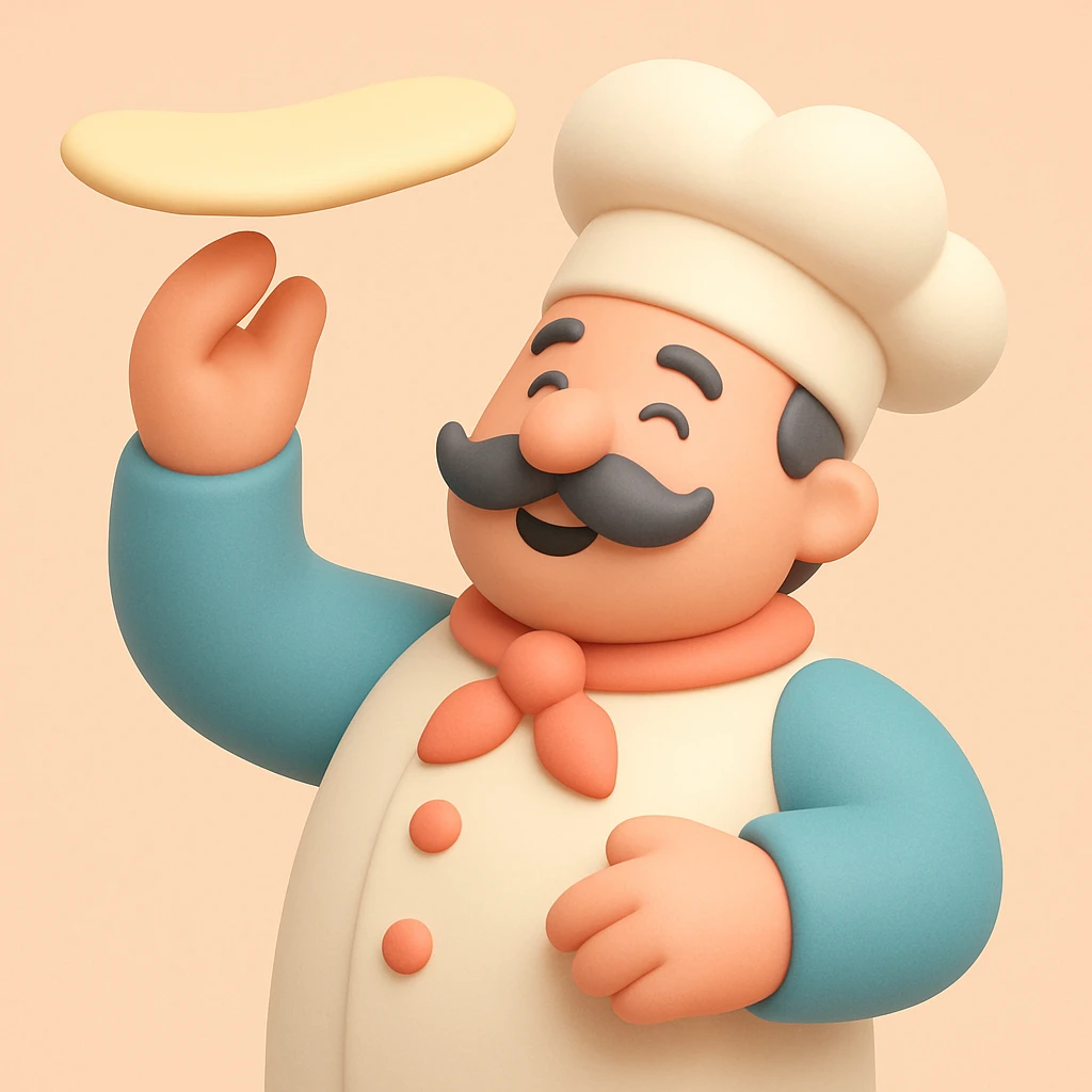 smiling Italian chef spinning pizza dough emoji